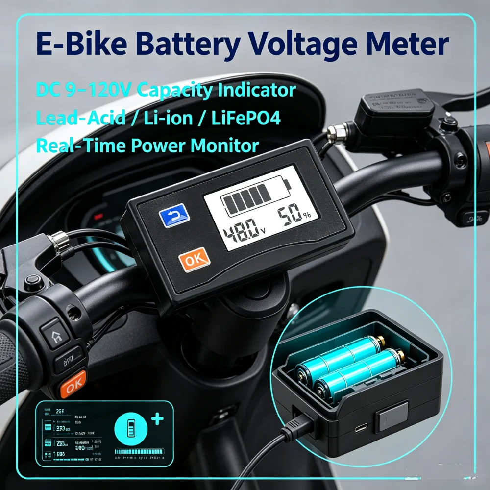 Dc 9v-120v 4-color Screen Battery Capacity Indicator Module Lead Acid Lithium Car Motorcycle General Voltmeter Voltage Gauge