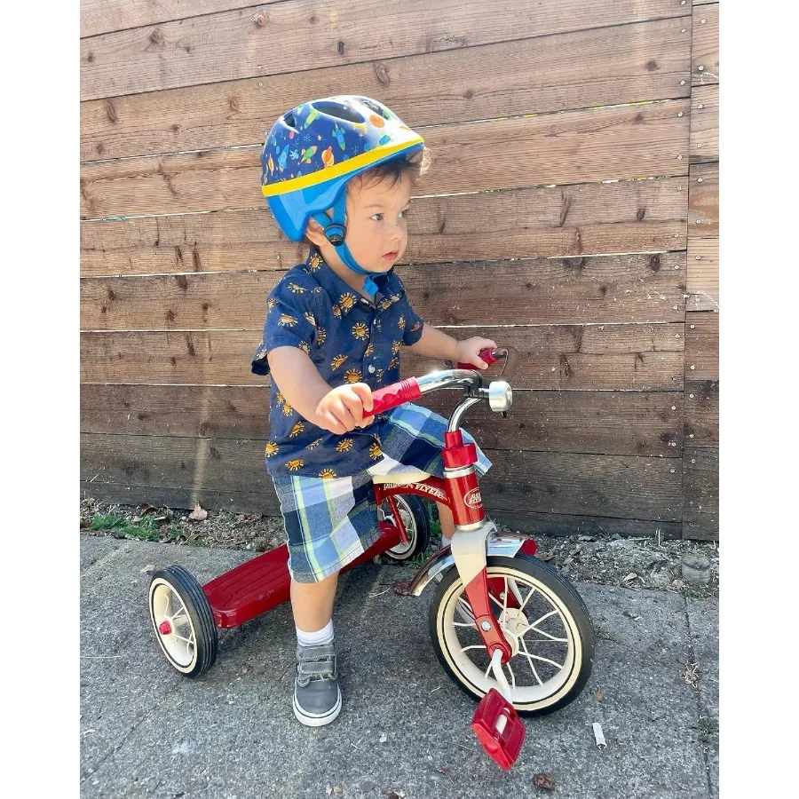 รถสามล้อเด็กคลาสสิกขนาด 10 นิ้ว พร้อมยางและโครงเหล็ก สีแดง