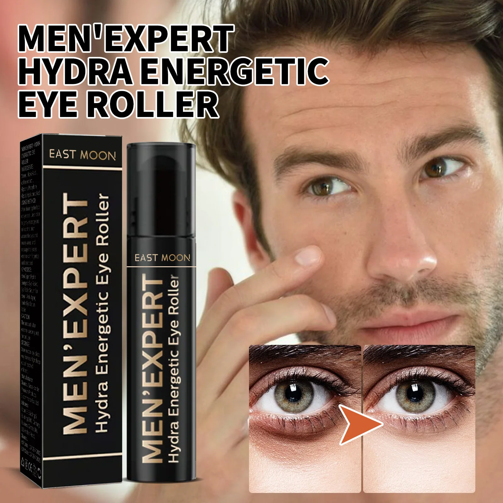 

Men's Moisturizing and Vitalizing Eye Roller Firming and Lifting Reducing Fine Lines Black Circles and Undereye Bags