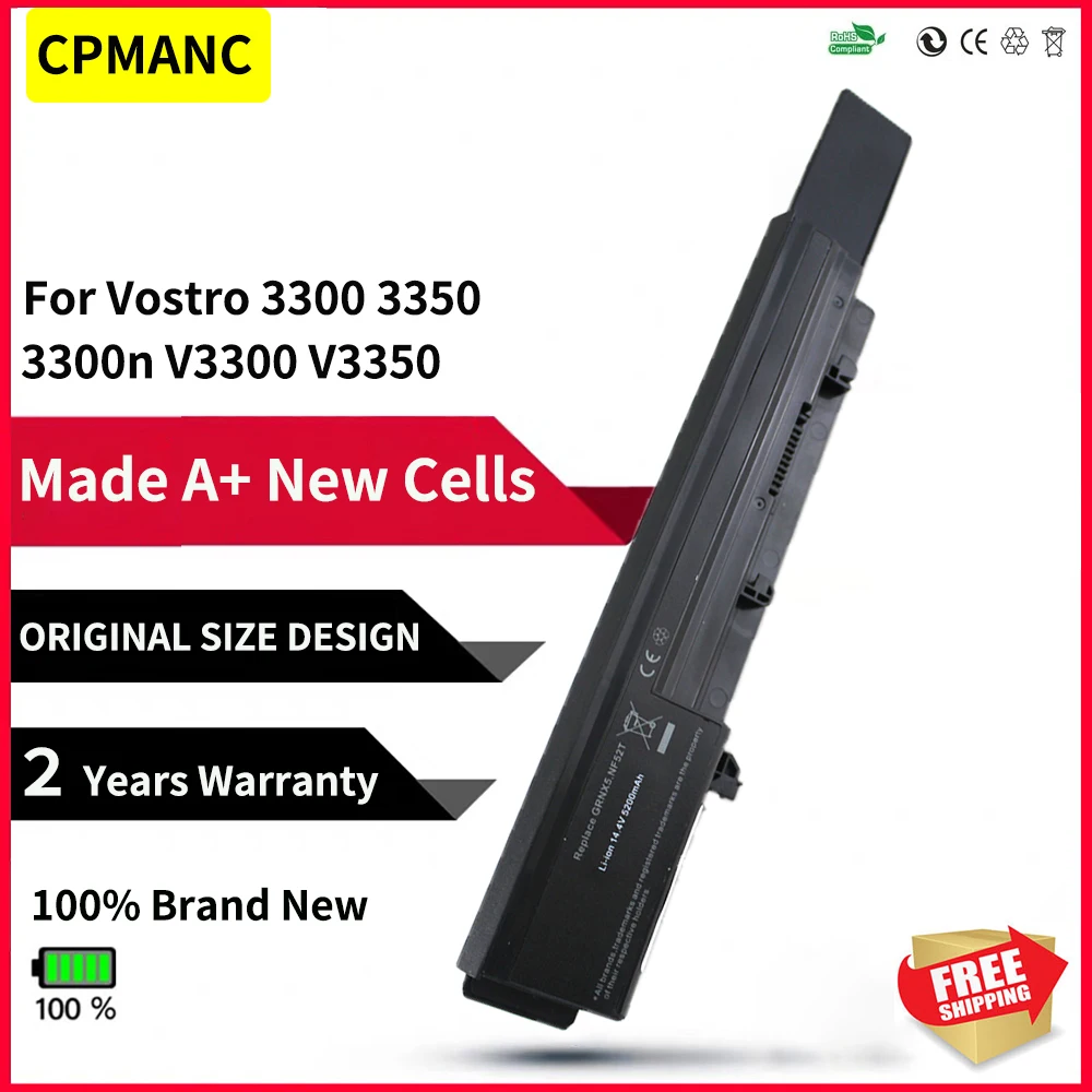 Аккумулятор CPMANC для ноутбука Dell Vostro 5200 3300 0XXDG0 3350-451 50TKN 7W5X09C GRNX5, 8 ячеек, 11354 мАч