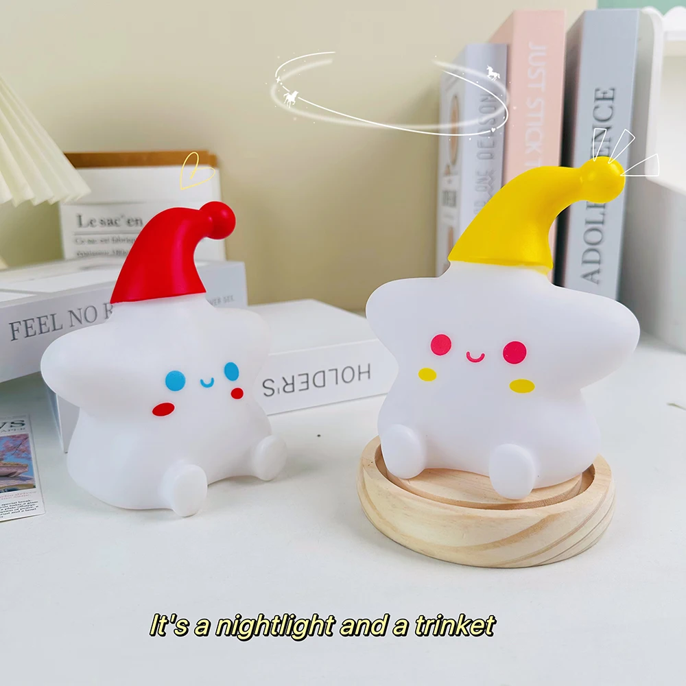 Cute cartoon shape stars nightlight bedroom bedside decoration light soft light atmosphere lamp desktop decoration pieces