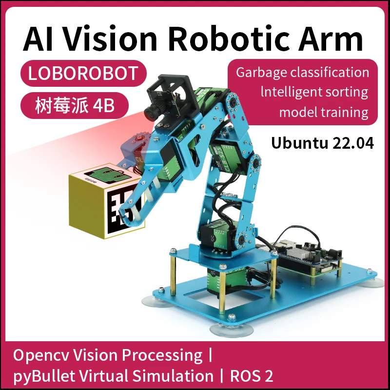 Raspberry Pi 4B AI Vision Intelligent Robot Arm Artificial Intelligence Plus ROS2 Practice