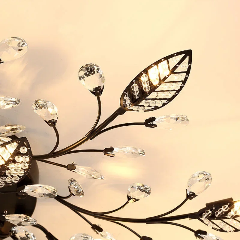 Modern Leaves Crystal Ceiling Lamp Lustre For Living Room Bedroom Kitchen Indoor Lighting LED Fixture ceiling light