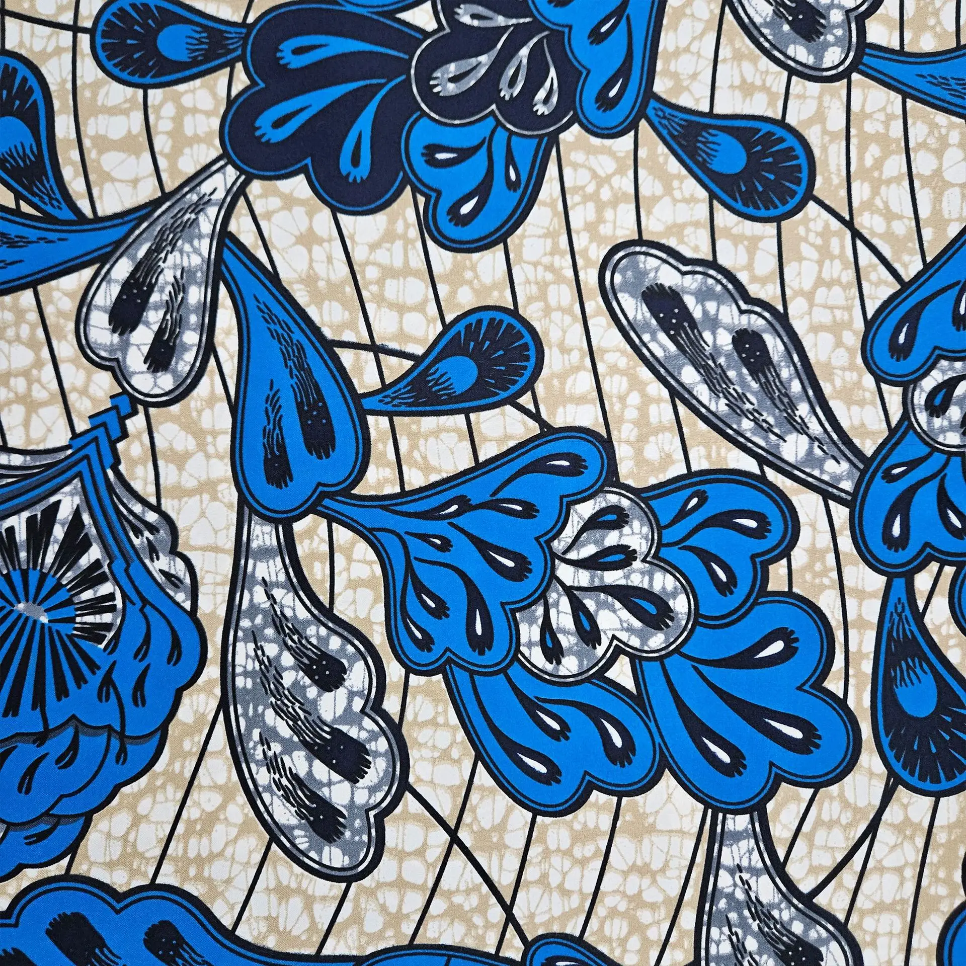 Polyester African Wax Fabric for Summer Dress Clothes Turbans Blue Floral Printed Polyester Fabric for DIY Sewing R2999 - view 4