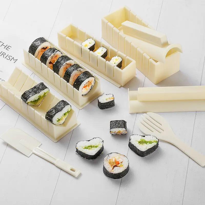 

Sushi Maker Onigiri Japanese Kitchen Bento Mold Sushi Mold Tool Set Household Laver Rice Roll Magic Set sushi tools Kitchen