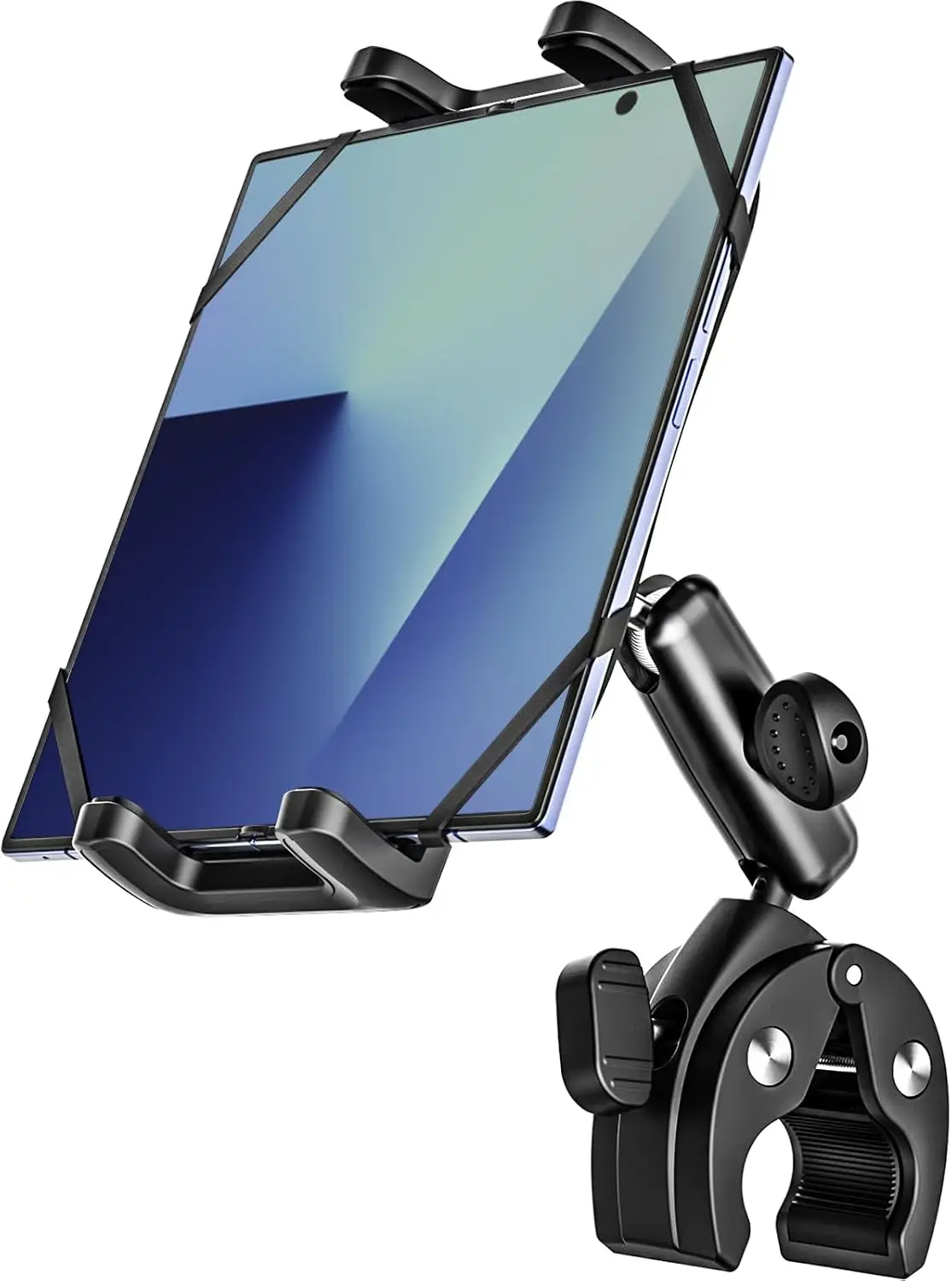 Motorcycle Mount for Z Fold, Sturdy Metal Arm Bike Tablet Holder | [Security Silicone Strap] Bicycle Handlebar Clamp for Z Fold