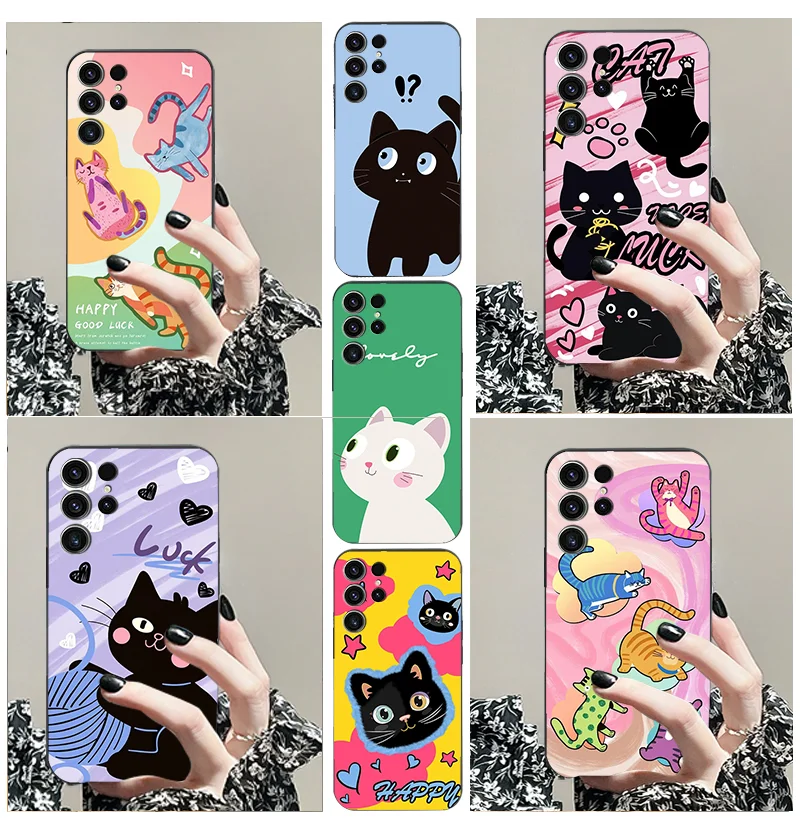 

For Samsung A 71 31 21 51 M 40 30 S 50 70 11 4 5 G note 20 Ultra Galaxy 10 PRO 9 8 TPU black printed pattern soft phone case