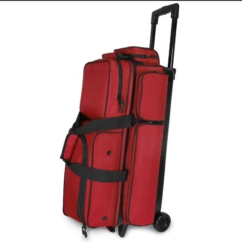 Three-ball trolley bowling bag Three-ball trolley case Portable, fashionable and large-capacity independent shoe compartment