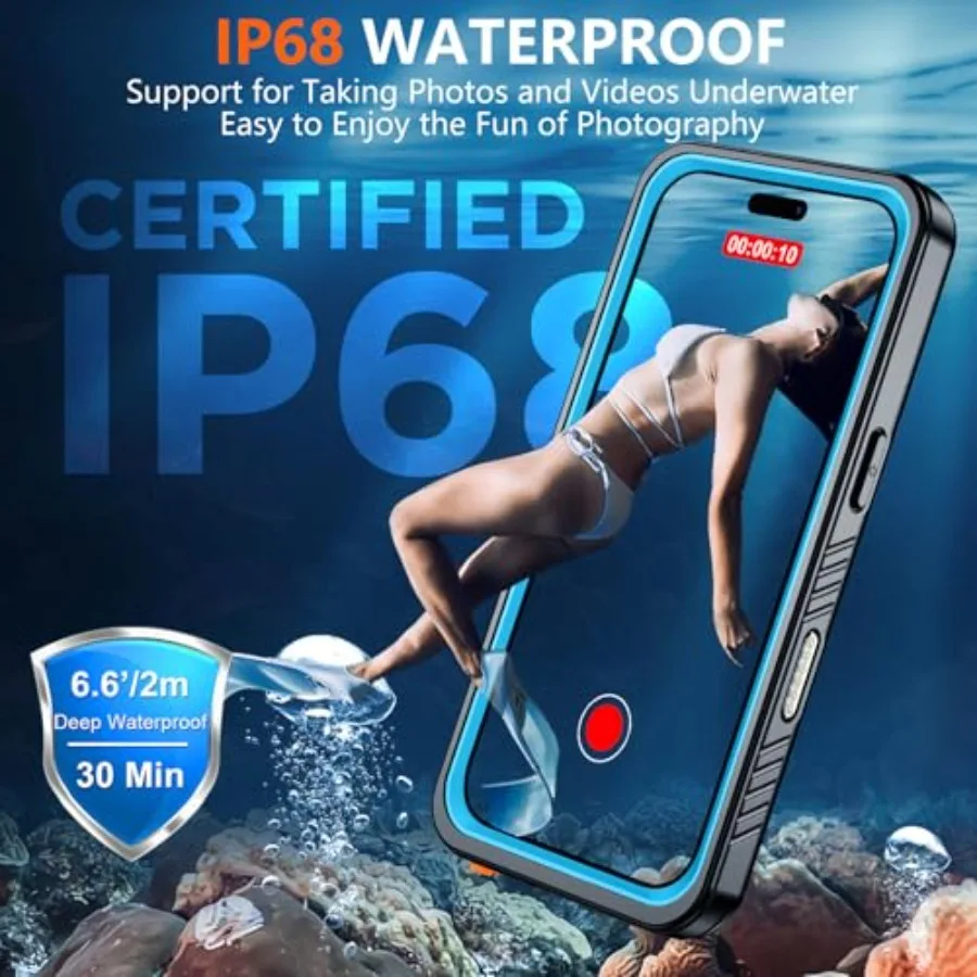 Funda magnética para iPhone 17 Pro Max, resistente al agua, pantalla integrada, Protector de lente de cámara IP68, grado militar subacuático