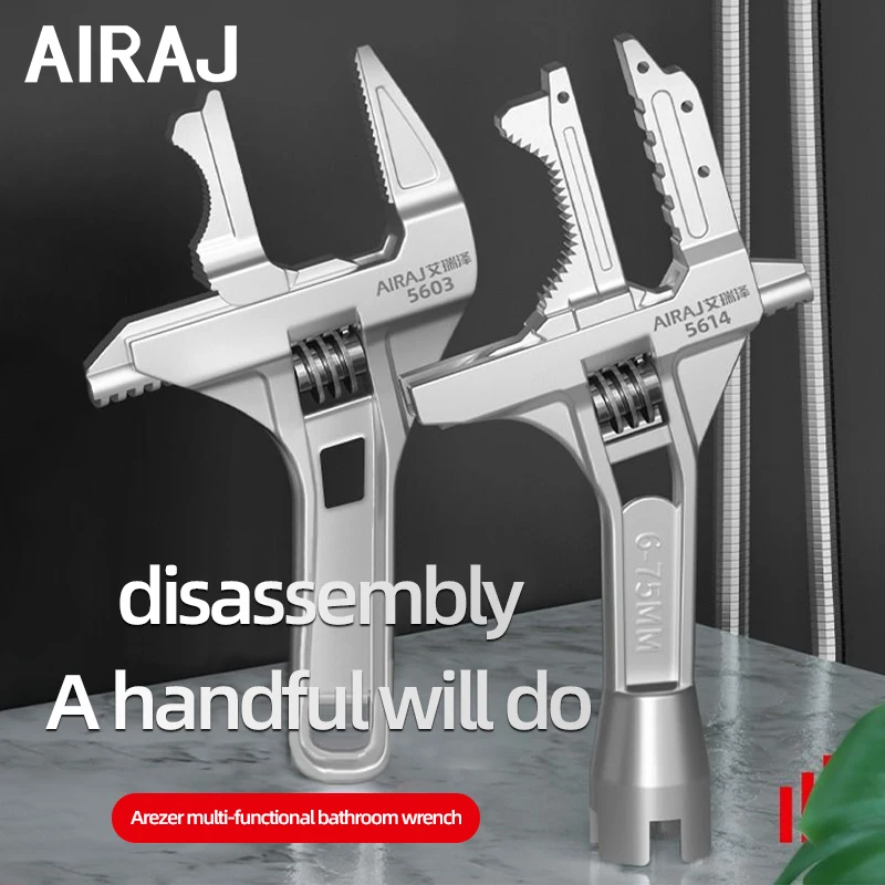 ARAJ Multi-Function Adjustable Wrench, With scales Universal Spanner, Large Open Repair Tool for Water Pipe & Bathroom