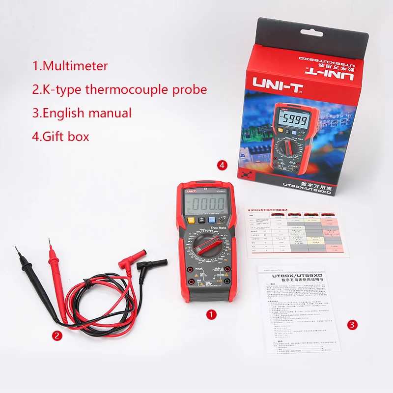 UNI-T UT89XD المهنية الرقمية المتعدد صحيح RMS NCV 20A الحالي التيار المتناوب تيار مستمر الفولتميتر السعة اختبار المقاومة