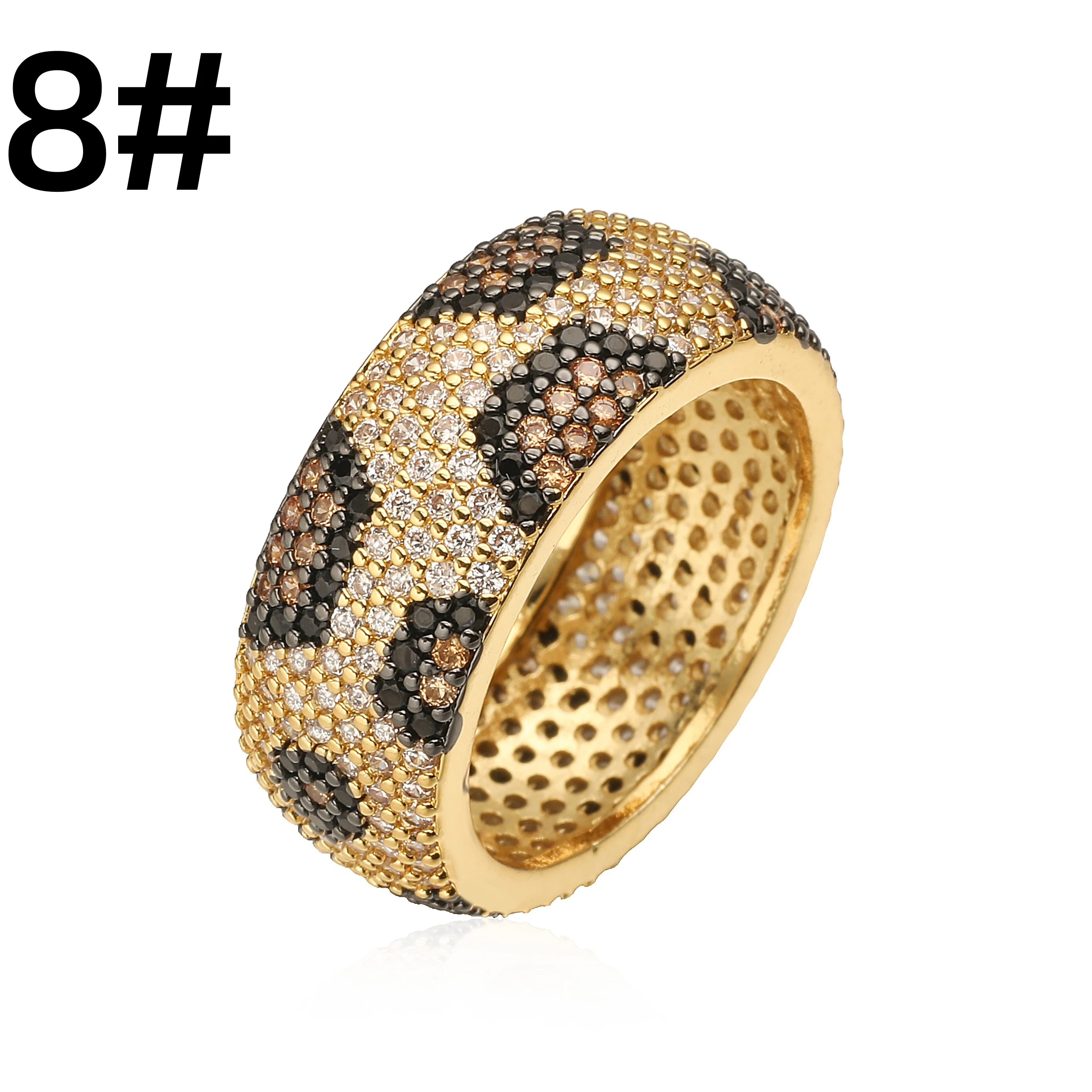 HECHENG, zweifarbiger Ring mit Leopardenmuster, runde Herzform, verstellbarer Schmuck, Unisex, Hip-Hop, Y2K-Zubehör, 1 Stück – Detail 8