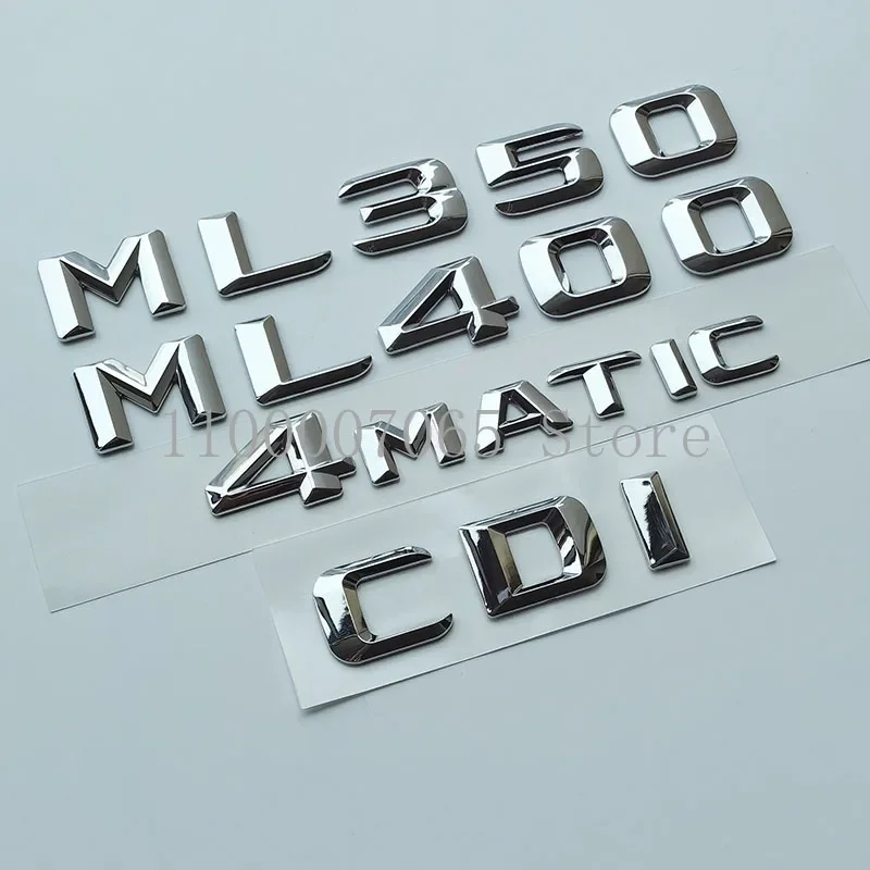 2015 Sharp Font Chrome Letters ML350 ML400 CDI 4Matic Top ABS Emblem for M Class Car Trunk Nameplate Logo Sticker