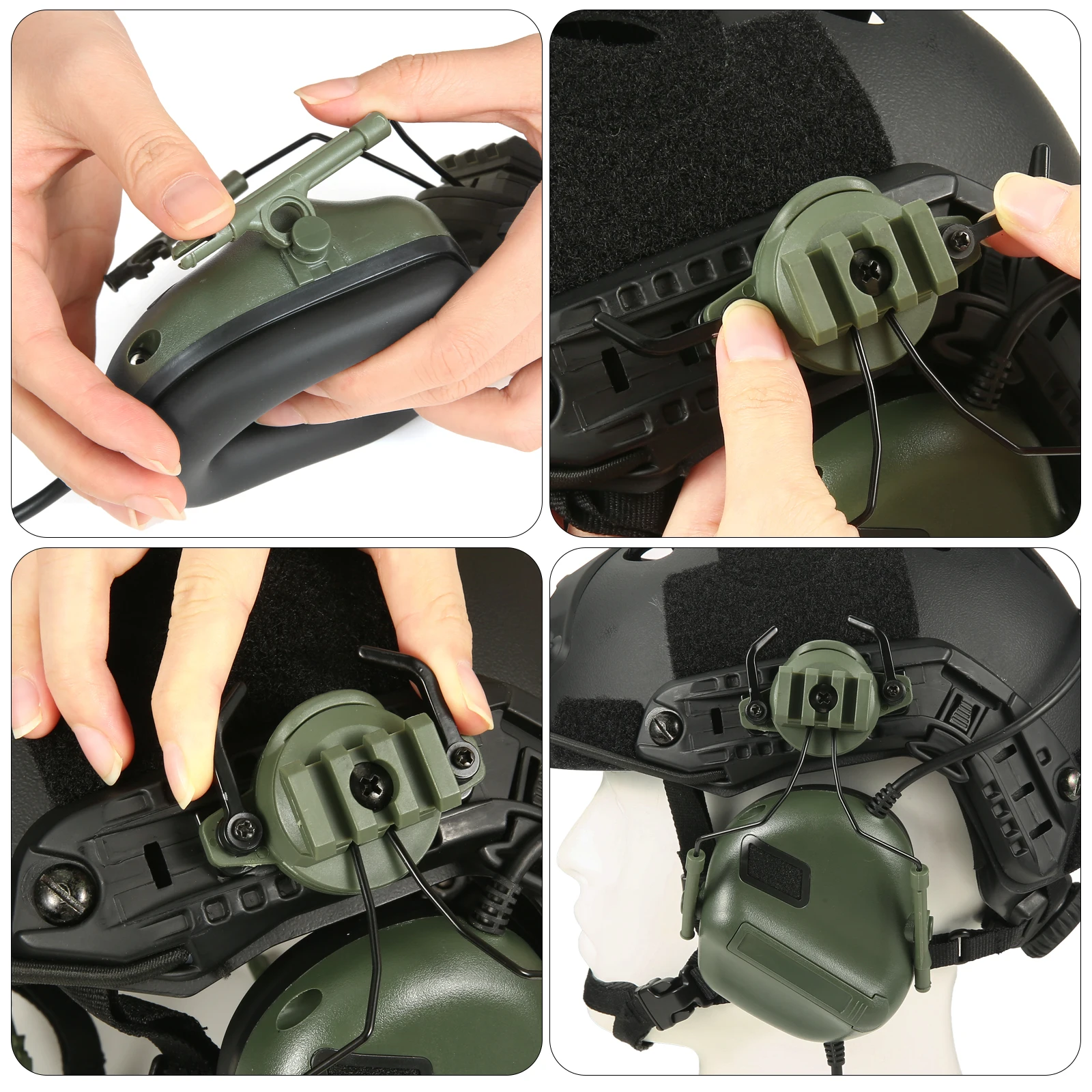 Army Tactical Headset Holder Fast Helmet Rail Suspension Bracket Hunting Shooting Headset Bracket Helmet Rail Adapter Set