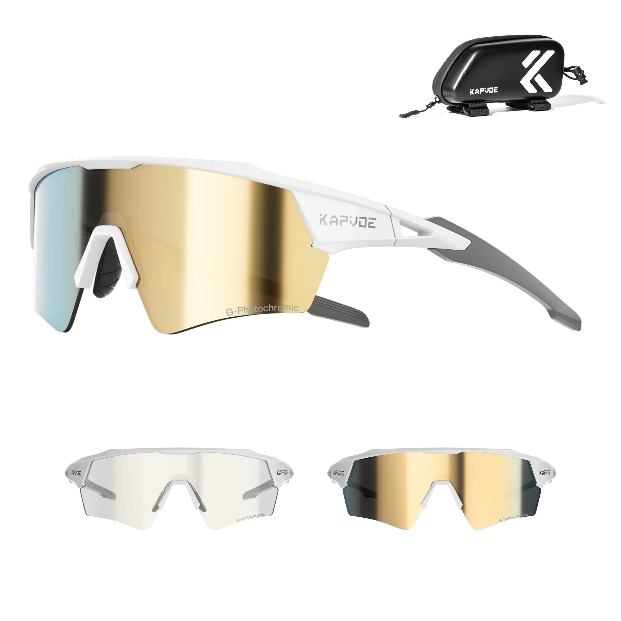 

KAPVOE High-end UV400 Photochromic Portable Cycling Sunglasses Outdoor Sports Men Women Running Driving Hiking Glasses Goggles