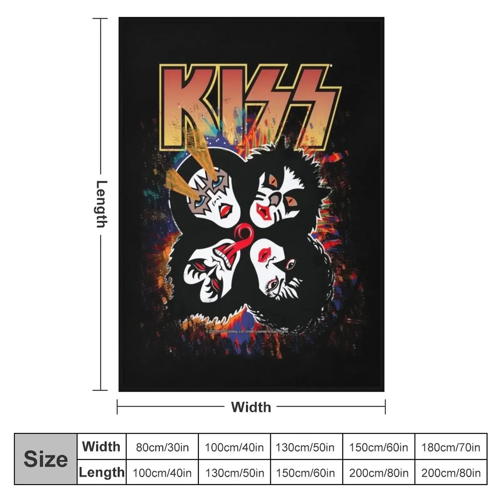 KISS ? the Band - Rock and Roll Over Splash Logo Throw Blanket Camping Sleeping Bag Shaggy Blankets