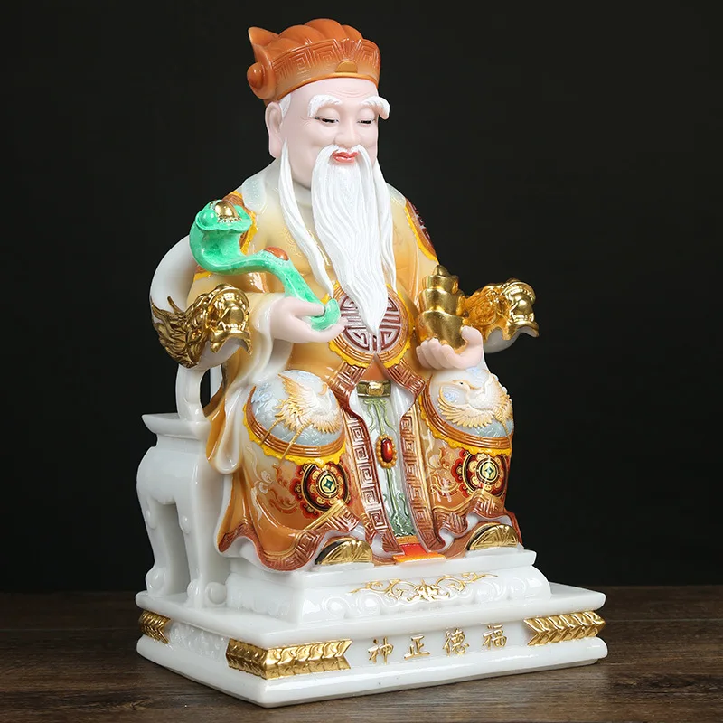 High grade jade gilding CAI SHEN BUDDHA figure HOME shop Company Prosperity God of wealth YE TU DI GONG  statue