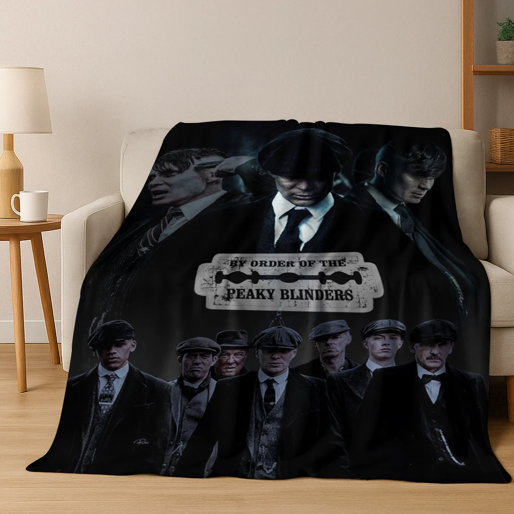 

Cool Tommy Shelby P-Peaky B-Blinders Art Flannel Blanket,Cozy Soft Throw Blanket for Home Bedroom Bed Sofa Picnic Cover Gift