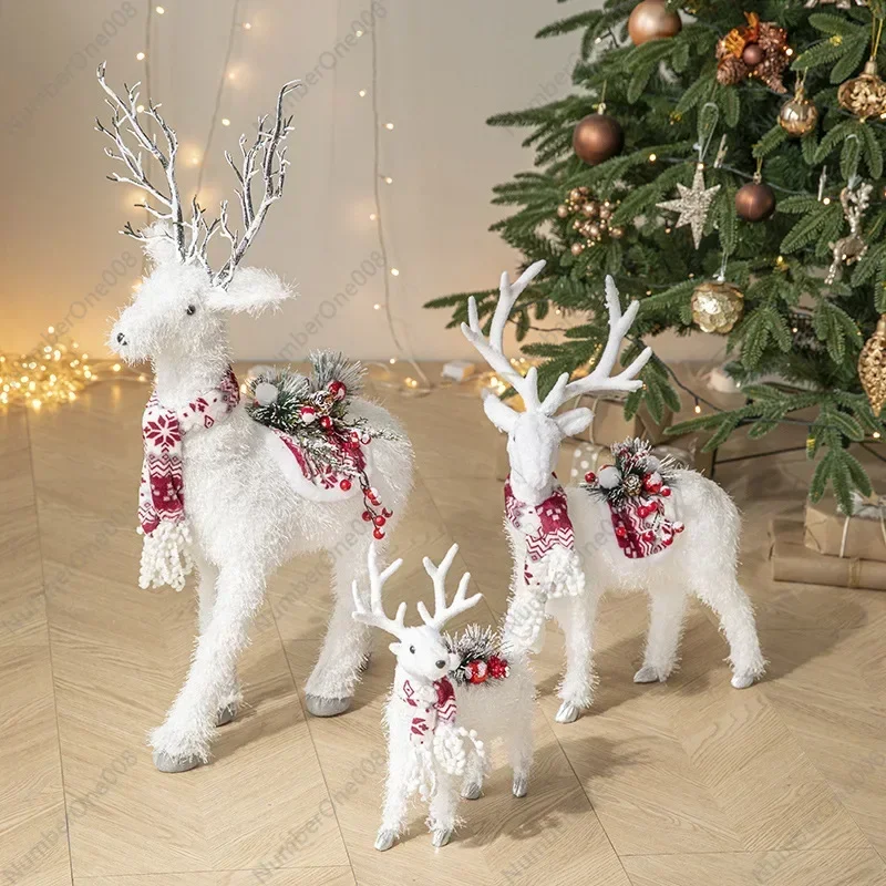 Hong Kong Heng Christmas Ornaments White Elk Dolls Home Shopping Mall Window Arrangement Christmas Tree Ornaments