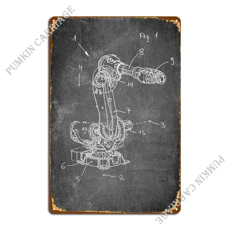 Robot Arm Patent Metal Sign Poster Decoration Design Cinema Tin Sign Poster