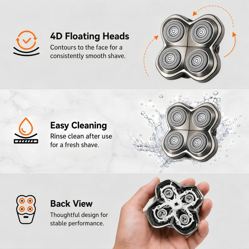 1/2 Pcs Wet & Dry Replacement Heads PRO4 Replacement Heads for Pitbull Electric Shaver Series Gold PRO, Silver PRO, Platinum PRO