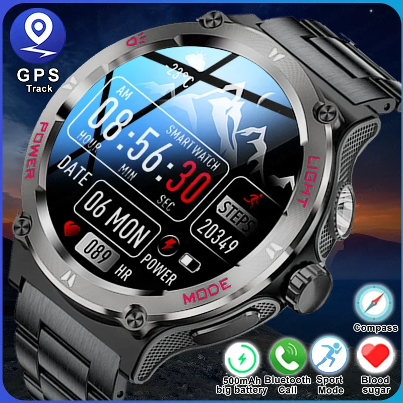 

2024New For Huawei Xiaomi Rugged Military Smart Watch Men HD AMOLED Bluetooth Call GPS Track 500Mah 3ATM Waterproof Smartwatches