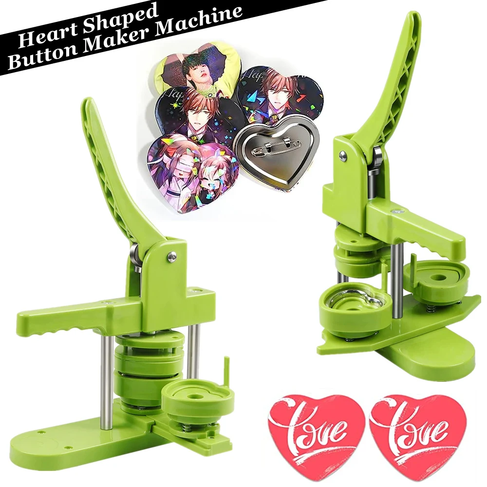 

Heart-Shaped Pin Badges Making Machine, 57MM Pin Badges Button Punching Press, DIY Badges Maker Machine for Heart Button Making