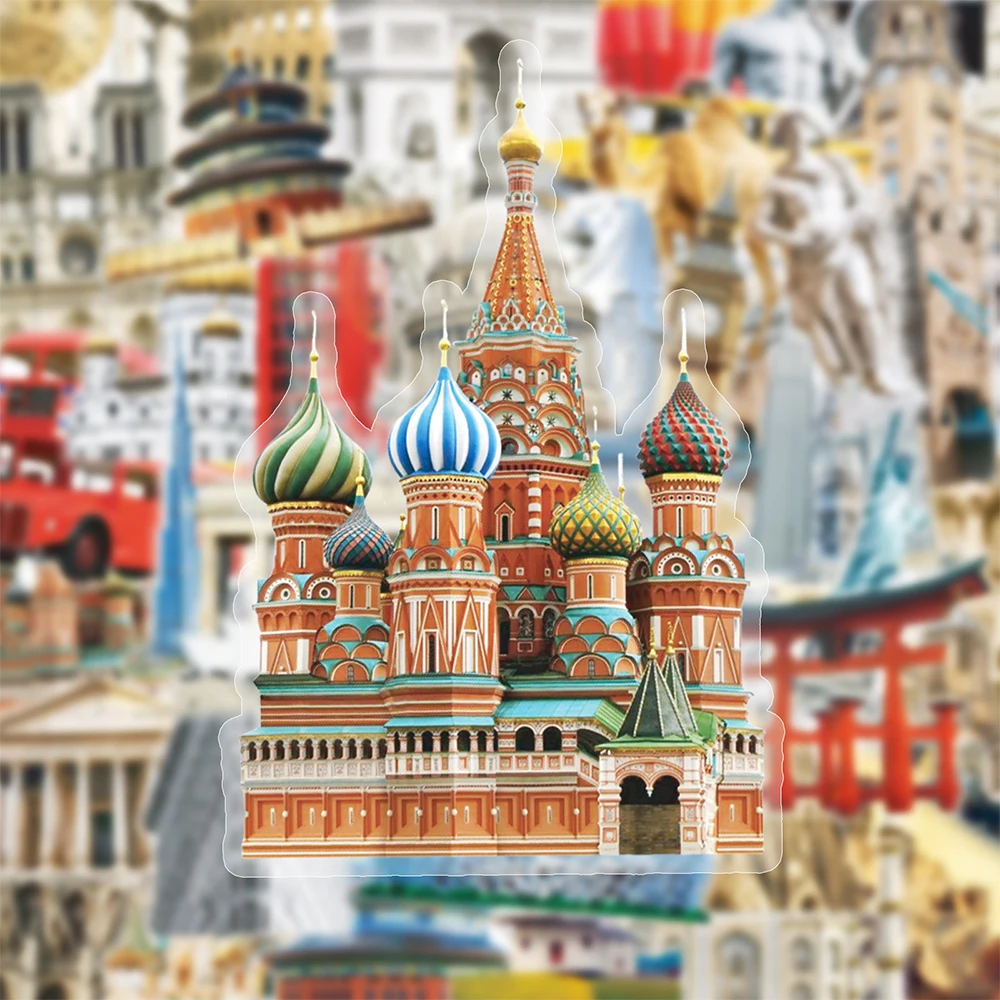 

10/30/50pcs Cartoon World Famous Landmark Stickers Travel Buildings Landscape Sticker Suitcase Phone Laptop Transparent Decals