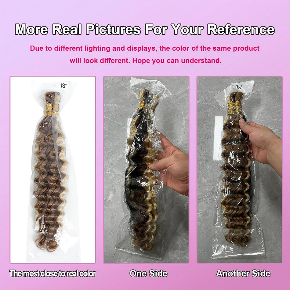 人毛バンドル編組ヘア自由奔放に生きる三つ編み 50 グラム 10A ブラジルバージンディープウェーブバルク人毛なし横糸ヘアバルクエクステンション