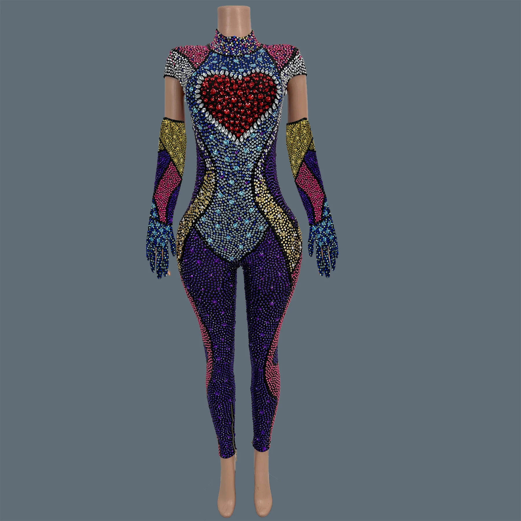 

Женский облегающий комбинезон с блестящими стразами для роскошных мероприятий, вечеринок, карнавалов, сетчатый костюм для выступлений и танцев на сцене Hongtaozi