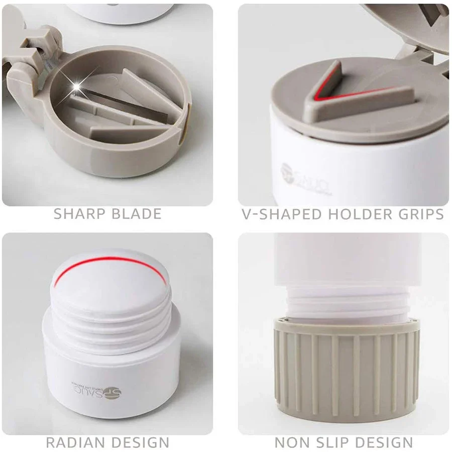 4 em 1 portátil caso pílula medicina divisor pó pastillero moedor cortador de comprimidos caixa de medicina armazenamento recipiente de drogas pillbox