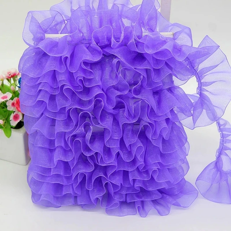 Weiche 4CM Breite Gefaltete Tulle Feine Spitze Band Rüschen Trim Kragen Applique DIY Handwerk Kleid Kleidung Rock Pet Bib nähen Stoff
