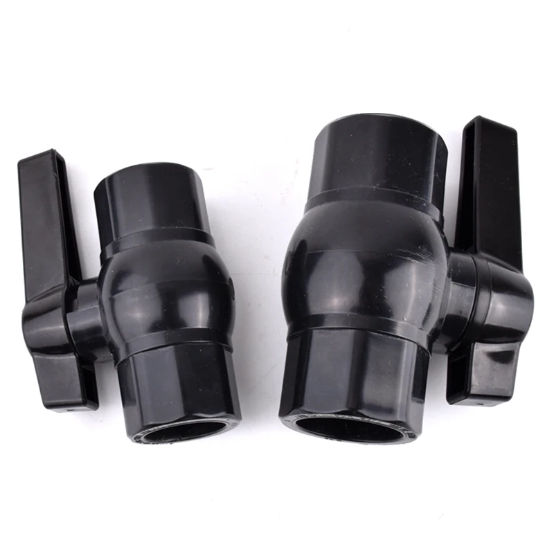 1Pc Black PVC Pipe Ball Valve 20/25/32/40/50mm Garden Irrigation Agriculture Water Supply Aquarium Water Pipe Connector Fittings