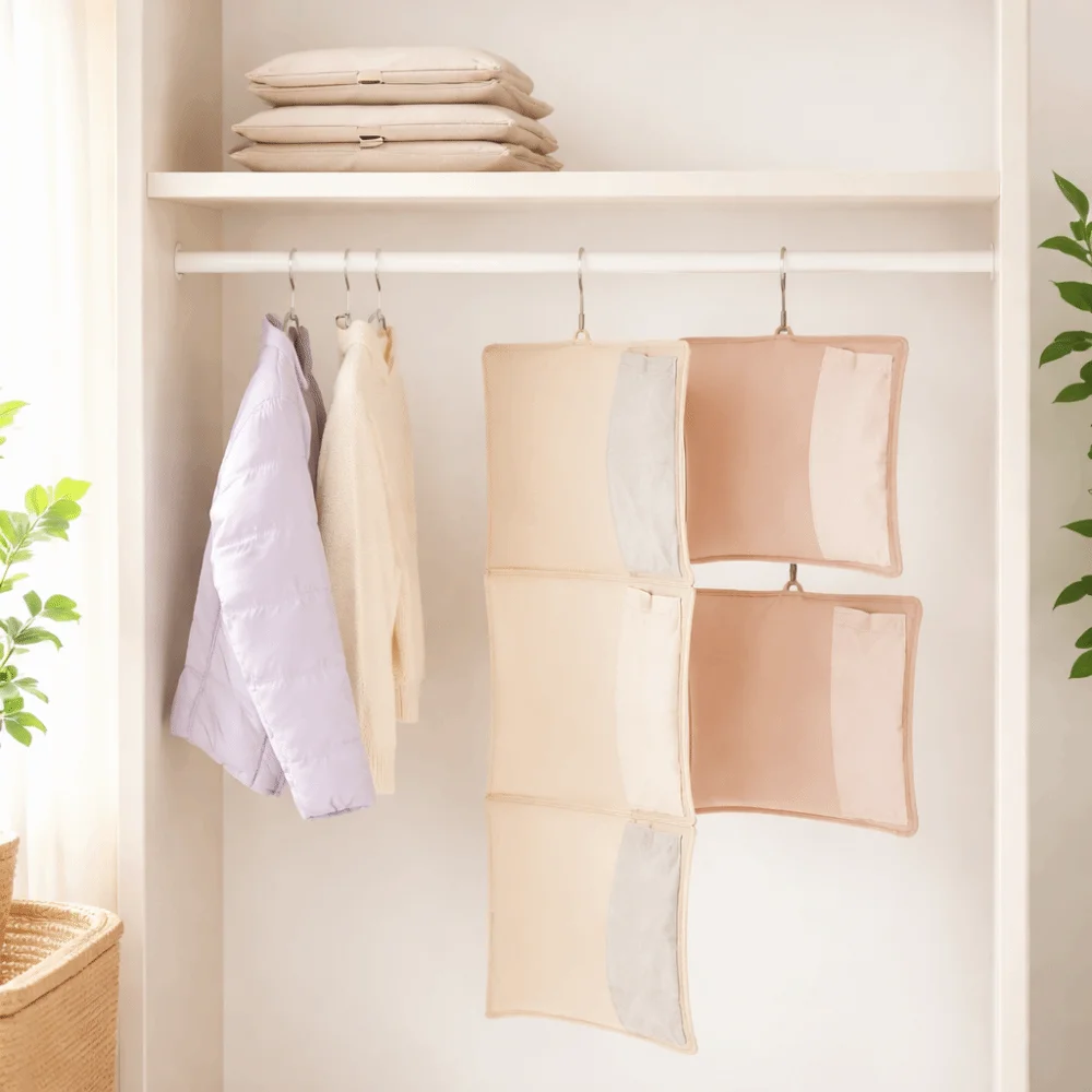 Dust-Proof Hanging Garment Bag Space Saving Visual Mesh Window Down Coat Storage Bag Self Compression Zipper Compression Vacuum