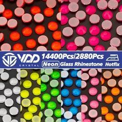 VDD 14400Pcs/2880Pcs SS6-SS30 Hotfix Neon szkło kolorowe kryształ kryształ Flatback Strass kamienie dekoracja do sukni ślubnej ubrania