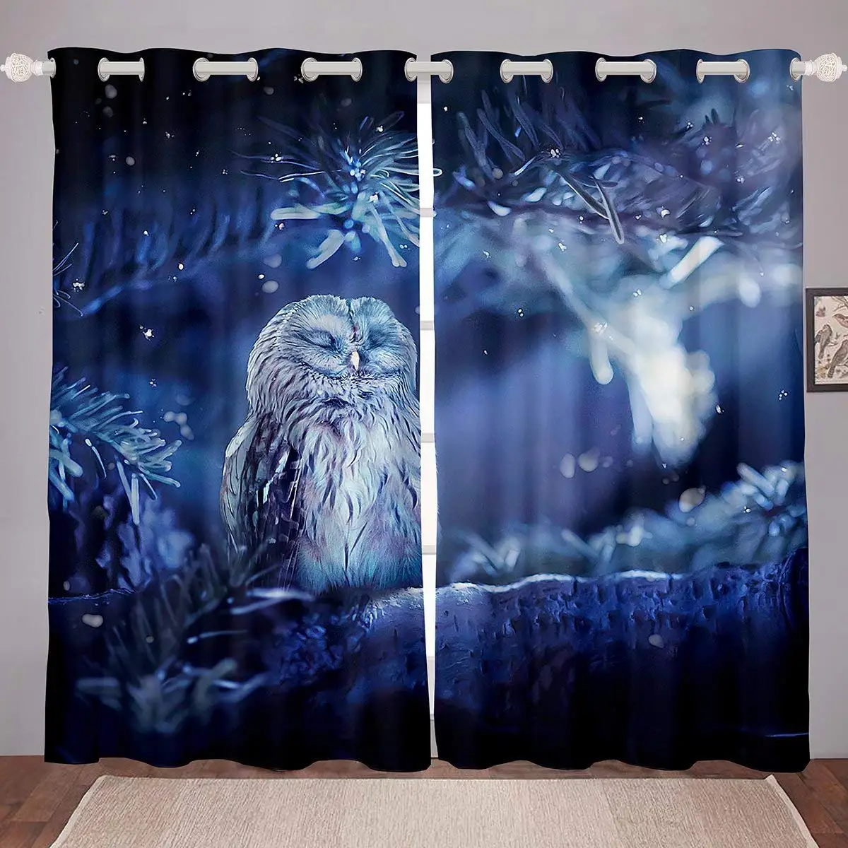 Owl Window Curtains for Bedroom Living Room Cute Owls Curtain Kids Boys Girls Window Drapes Decor Window Treatments 2 Panels