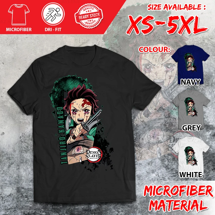 

DEMON SLAYER Tanjiro аниме мультфильм уличная одежда из микрофибры Dri-Fit полиэстер трендовая мужская футболка с короткими рукавами женская с круглым вырезом дети