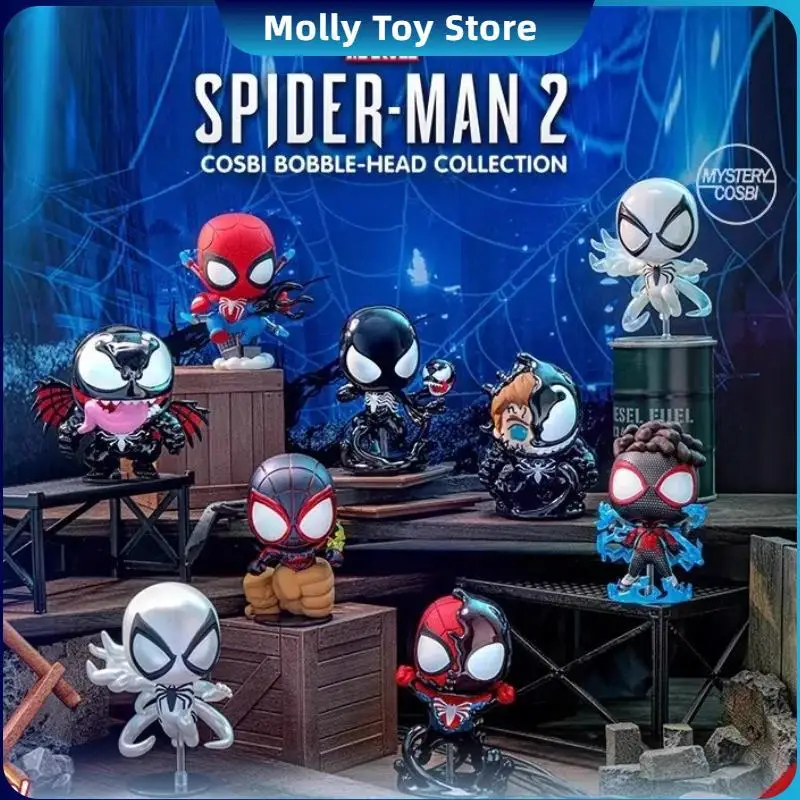 Marvel Spider-Man 2 Peter Venom Cosbi Bobble-Head Blind Box Figures Exclusive Collectible Model Toys Collection Kids Gift