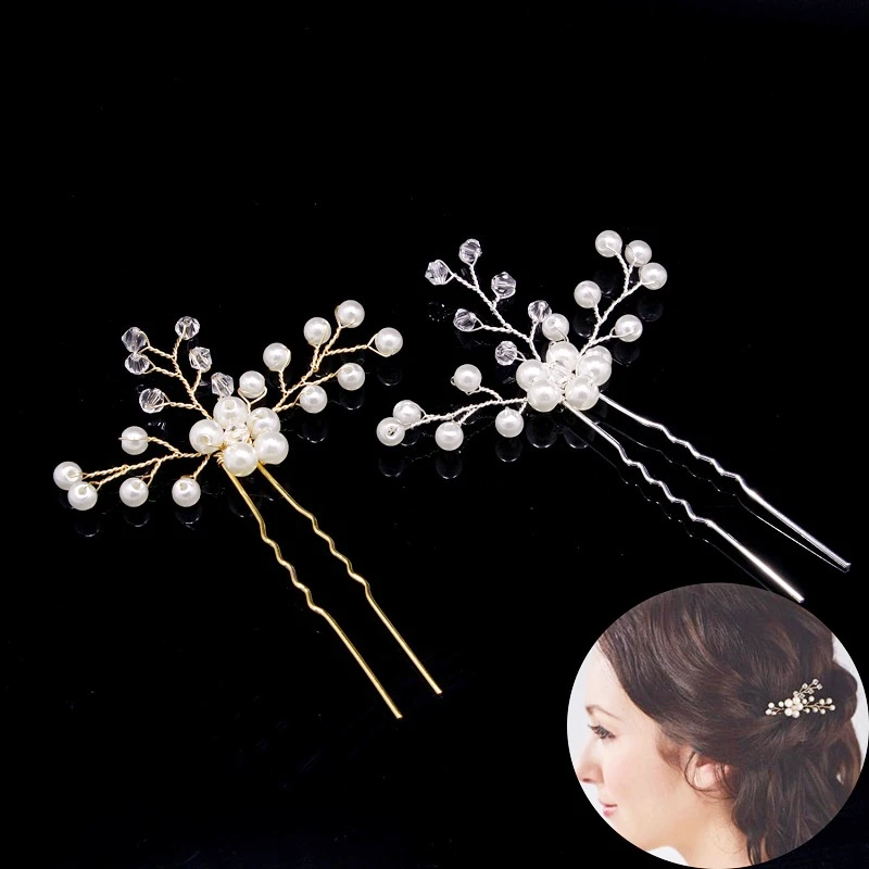 Pearl Flower Beaded U-shaped Pin Hairpin Bridal Tiara Hair Accessories Wedding Hairstyle Design Tools Hair Haippins