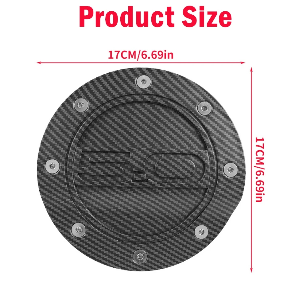 Carbon Fiber Black Circle Fuel Tank Cap For Ford Mustang 2015 2016 2017 2018 2019 2020  ABS Fuel Tank Cover Protection - view 6