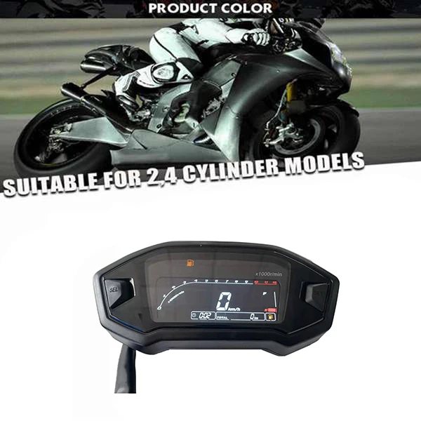 Universal Motorcycle Lcd Digital Meter Speedometer Odometer Tachometer 1200RPM