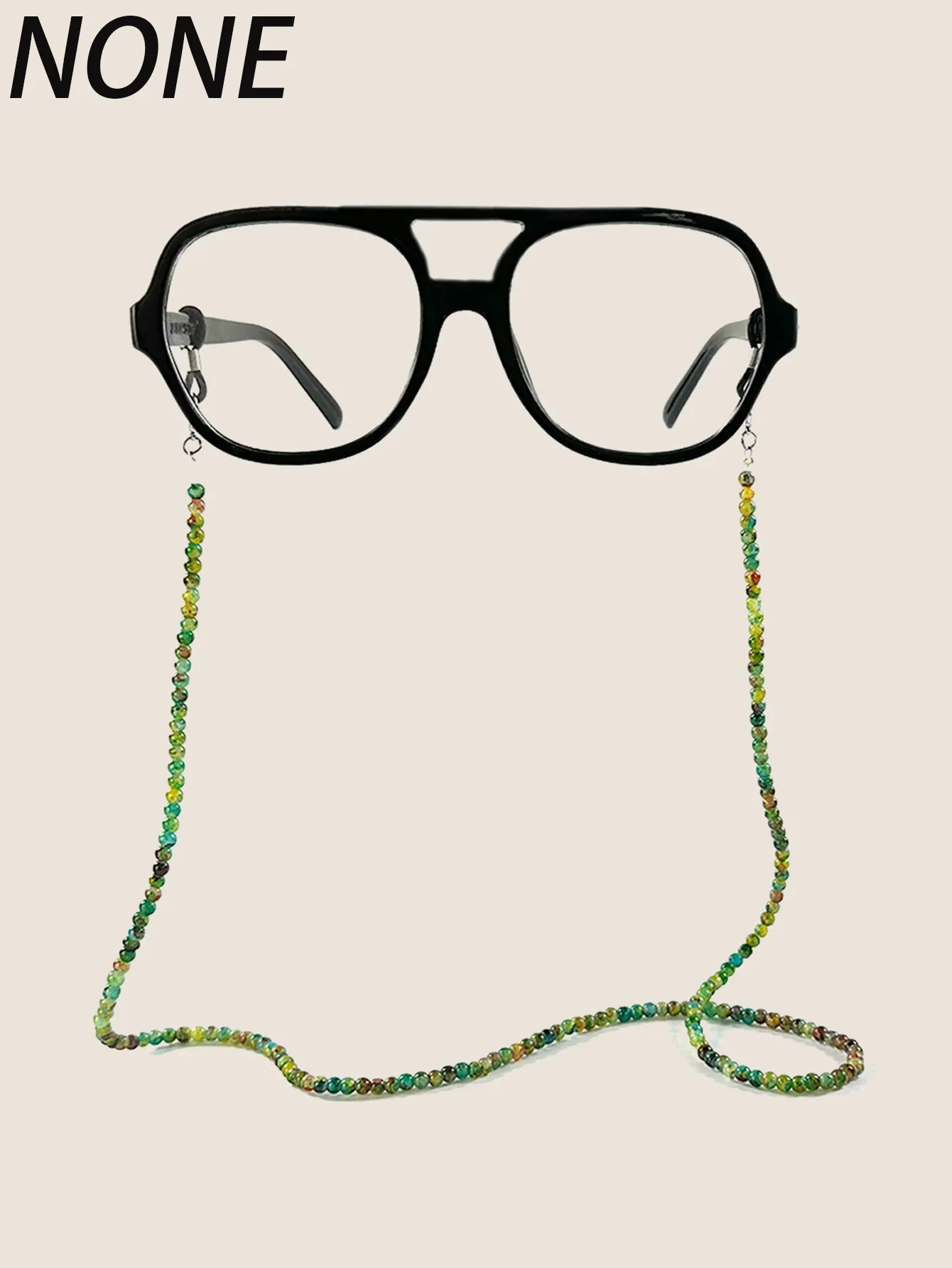 Vintage Chinese style rainbow edged glass sunglasses handmade chain satin strap neck hanging rope anti lost sunglasses