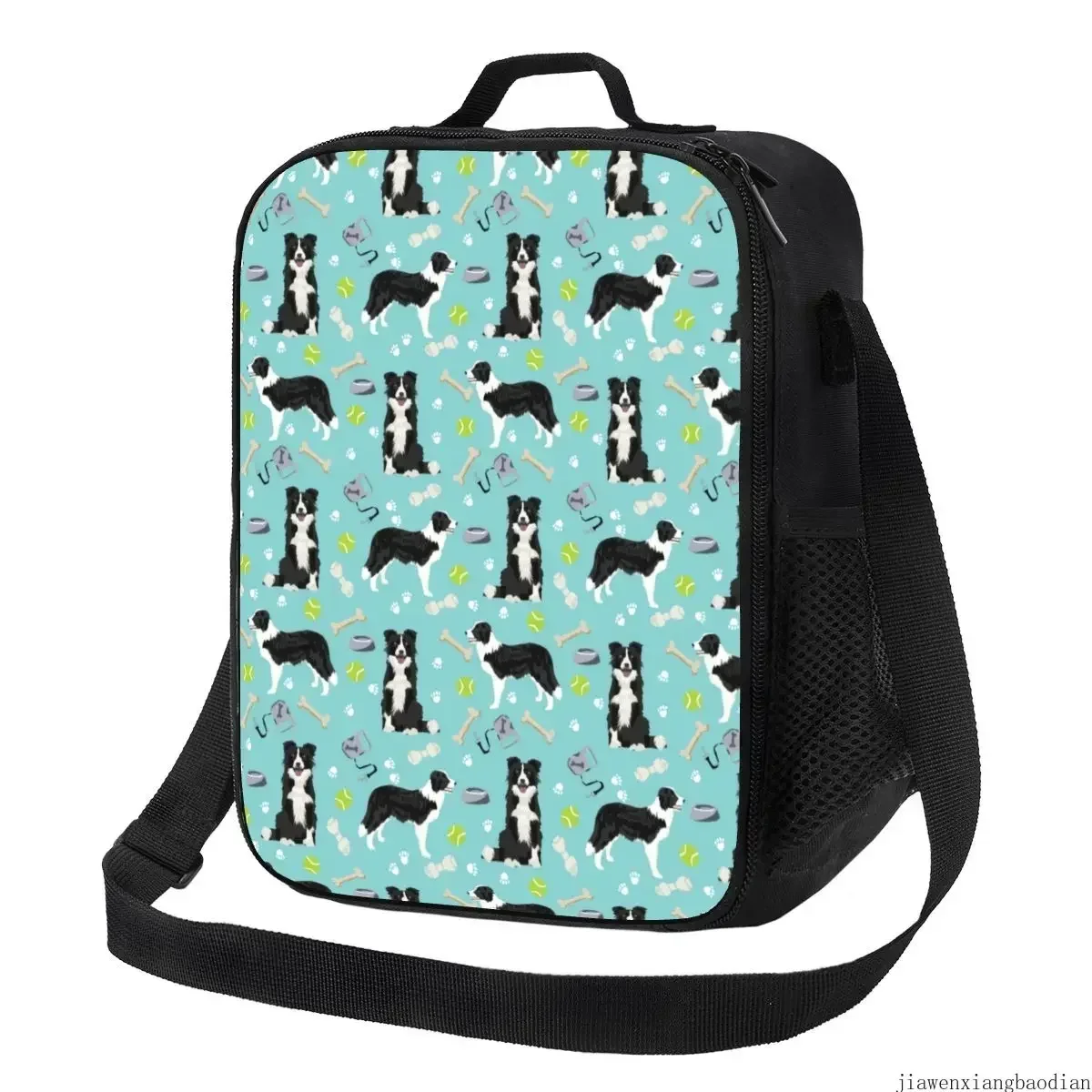 Custom Border Collie Tennis Ball Lunch Bag Women Cooler Thermal Insulated Lunch Boxes for Kids School