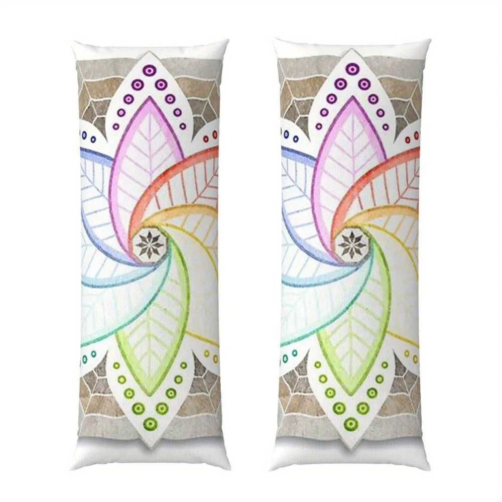 A Vibrant Mandala Leaf Pattern Design Extra-Long Pillowcase - 20*54 Inches / 50×137 Cm - Double-Sided Print, Zipper Closure, Mac