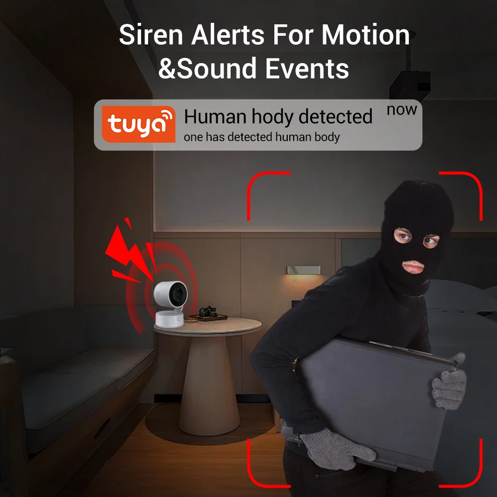 كاميرا WIFI Tuya داخلية 5 ميجابكسل لمراقبة الأطفال في اتجاهين 4X Zoom PTZ 360 ° كاميرات المراقبة تدعم Alexa Google Smart Life #3