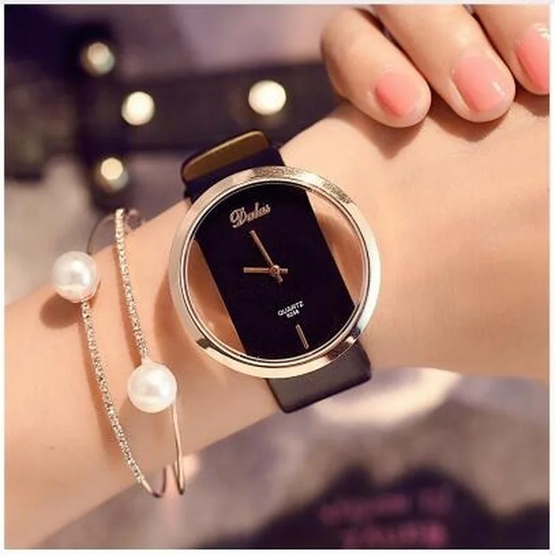 Fashion Business Casual Imitation Mechanical Watch Belt Watch Student Watch Hollow Watch Women Watches Luxury Watch Women