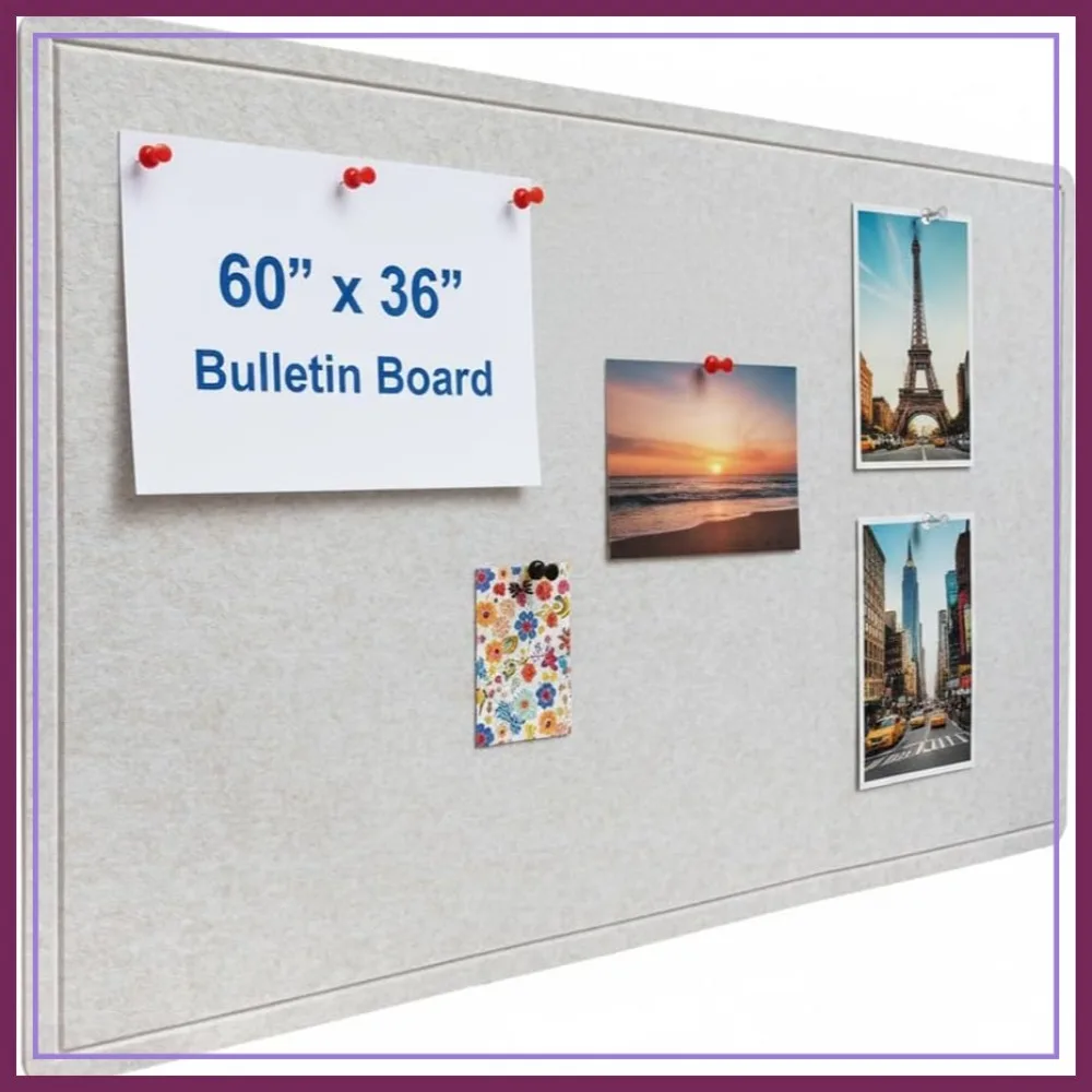 

60x36 Inch Foldable Bulletin Board, Felt Cork Board with 30 Pins & Adhesive Tape, Lightweight for Home Office Classroom