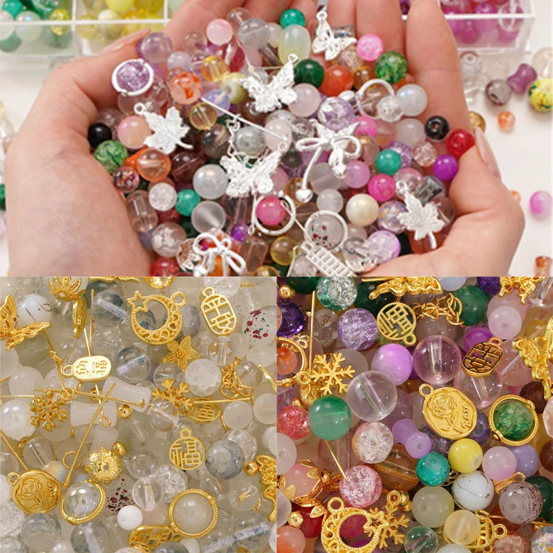 30 جرام لون عشوائي سبائك معدنية سحر الخرز كريستال زجاج خزر عازل الكثير فضفاض Diy بها بنفسك صنع المجوهرات الديكور اكسسوارات