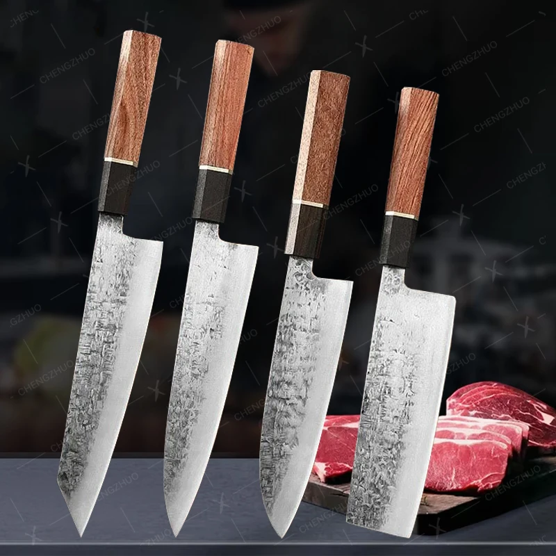 

5Cr15Mov Stainless Steel Kitchen Knife Set Professional Japanese Chef Forged Knife Set Meat Vegetables Butcher Cleaver Knives