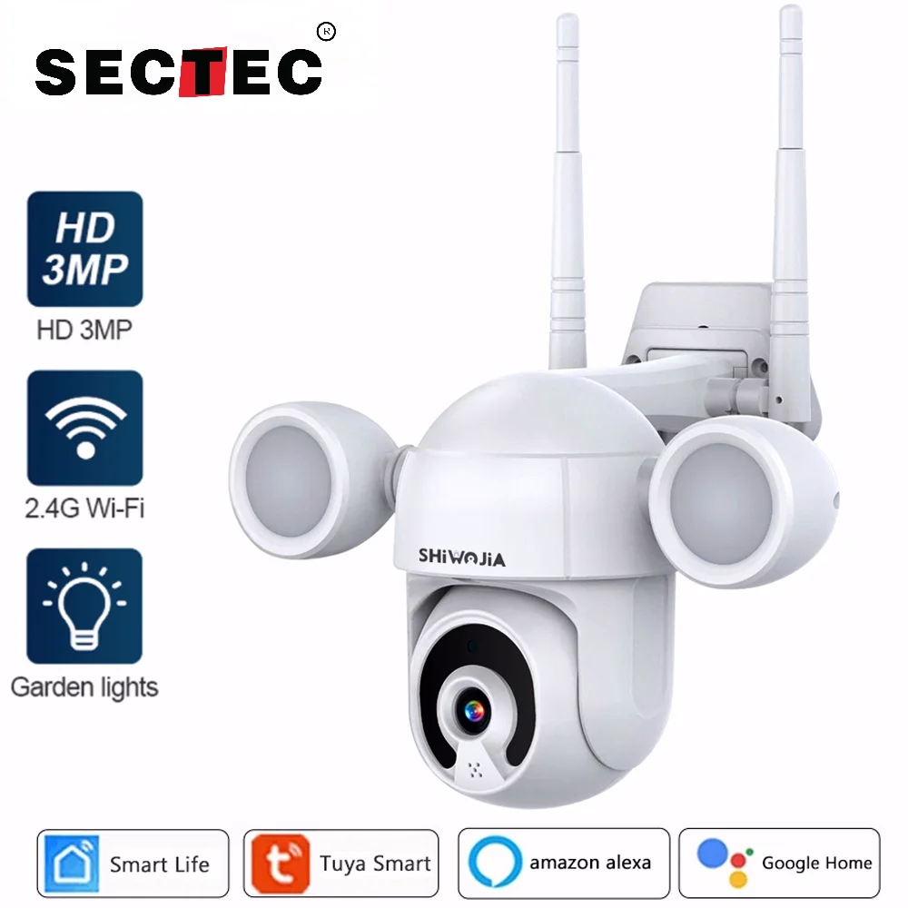 

SECTEC Smart Life PTZ FHD Tuya IR Color Night Outdoor Surveillance Dome Cam Cloud Life Google Home Alexa Wifi IP Camera